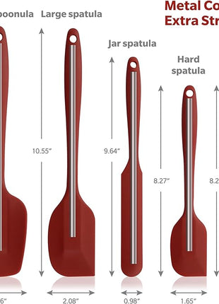 Wanbasion 5 Piece Premium Silicone Spatula Set Heat Resistant, Kitchen Spatula Set Dishwasher Safe for Nonstick Cookware Cooking Mixing Deep Red