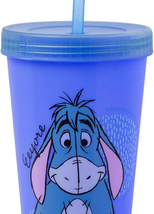 Silver Buffalo Disney Winnie the Pooh 4 Count Color Changing Plastic Tumblers Featuring Eeyore, Winnie the Pooh, Tigger, and Piglet, 24 Ounces (Pack of 12)