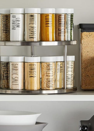 Juvale 2-Tier Lazy Susan Spice Rack Organizer for Cabinet - 10.5 in, Stainless Steel - Kitchen Countertop Organizer & Spice Carousel for Pantry Organization