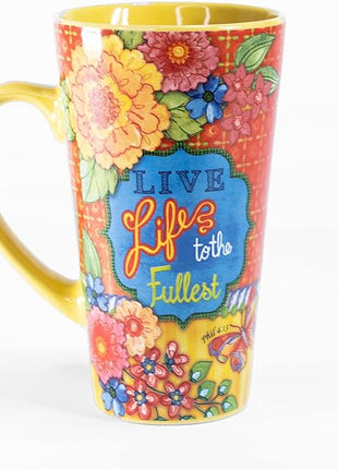 Divinity Boutique Inspirational Stoneware Mug, Live Life, Multicolor