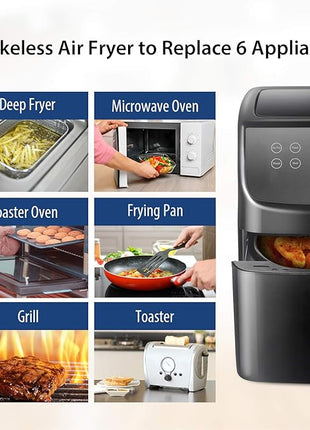 COMFEE' 5.8Qt Digital Air Fryer, Toaster Oven & Oilless Cooker, 1700W with 8 Preset Functions, LED Touchscreen, Shake Reminder, Non-stick Detachable Basket, BPA & PFOA Free (110 electronic Recipes)
