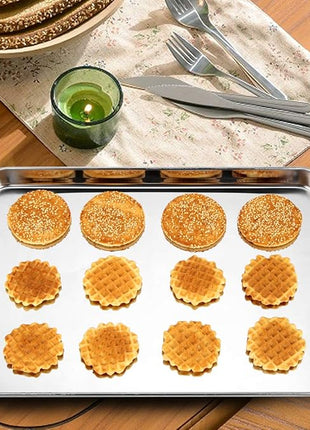 Baking Sheet Set of 2, Stainless Steel 2-Piece Cookie Sheet, Toaster Oven Baking Pan Set, Rectangle Size 16 x 12 x 1 inch, Healthy & Non Toxic, Mirror Finish & Rust Free, Dishwasher Safe