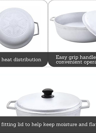 IMUSA 7.5 Quart Traditional Natural Made in Colombia Caldero with Lid for Cooking and Serving,Silver