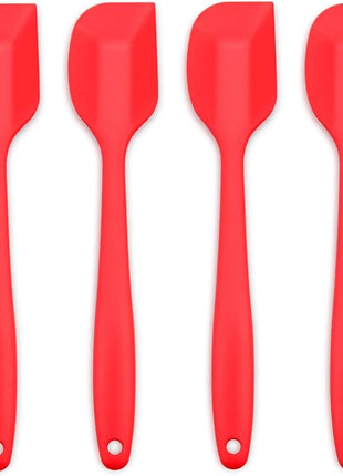 Silicone Spatula 4-piece Set, Heat-Resistant Non-stick Rubber Spatulas with Stainless Steel Core, Red