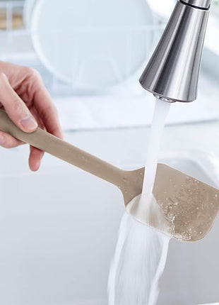 GreenPan Silicone Mixing Spatula, Scraping Baking Cooking Kitchen Utensil, Flexible Rubber Nonstick Cookware, Rigid Steel Core, Heat-Resistant, Anti-Slip Handle, BPA-Free, Dishwasher Safe, Taupe