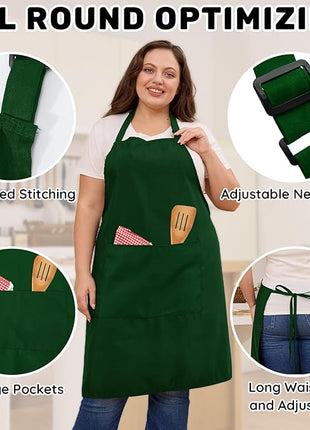 2 Pcs Plus Size Chef Apron, Unisex Professional Apron with 2 Pockets for Cooking, Work, Baking (Larger Size)