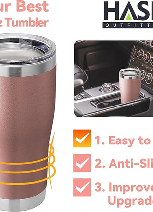 HASLE OUTFITTERS 20 oz Tumbler Bulk, Stainless Steel Tumblers with Lid, Vacuum Insulated Tumbler, Double Wall Tumbler Cup, coffee mugs, Rose Gold, 6 Pack