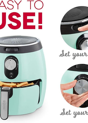 Dash Deluxe Electric Air Fryer + Oven Cooker with Temperature Control, Non-stick Fry Basket, Recipe Guide + Auto Shut off Feature, 1200-Watt, 3 Quart - Aqua