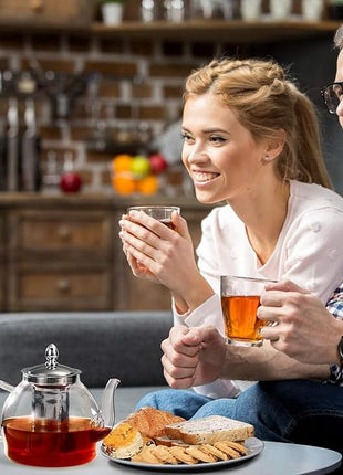 HIWARE 1500ml Glass Teapot with Removable Infuser, Stovetop Safe Tea Kettle, Blooming and Loose Leaf Tea Maker Set