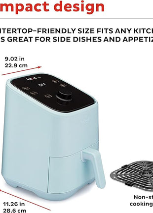 Instant Pot Vortex 2QT Mini Air Fryer,Small Air fryer that Crisps,Reheats, Bakes,Roasts for Quick Easy Meals,Includes over 100 In-App Recipes, is Dishwasher-Safe, from the Makers of Instant Pot, Aqua