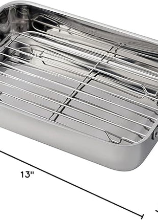 Cuisinart 7117-14RR 14-Inch Chef's-Classic Cookware-Collection, Lasagna Pan w/Stainless Roasting Rack, Stainless Steel