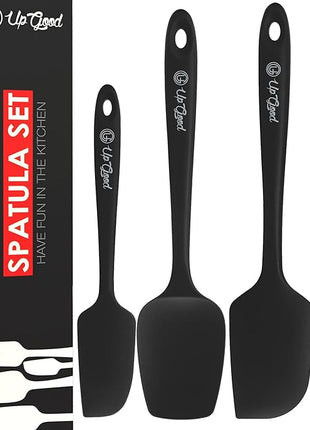 UpGood Silicone Spatula Set 600°F - High Heat Resistant Nonstick, Small and Large Kitchen Spatulas - Flexible BPA Free Professional Grade Cookware - Utensils for Cooking, Baking, Mixing(4 Pcs, Black)