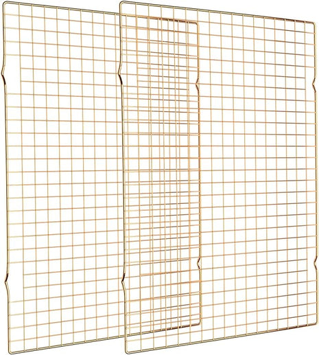 Cooling Rack for Baking, 2-Pack 16x10 Inches Baking Rack, Thick Wire Cookie Rack for Cooking, Roasting, Grilling, Drying, Oven Safe, Fits Half Sheet Pan, Gold