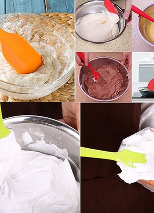 Silicone Spatulas Set, Rubber Spoon Spatula Heat Resistant Spoonula One Piece Design Seamless Spatula Non-Stick Scrapers Baking Mixing Tool (Orange Set)