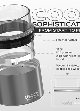 asobu Whiskey Sleeve Glass – Insulated Bourbon Tumbler with Premium Rocks Glass, BPA-Free, Double-Wall Stainless Steel, Keeps Drinks Cold Longer, 10.5oz