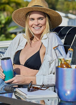 SNOWFOX Premium Vacuum Insulated Stainless Steel Beer Glass, Home Bar Accessories, Elegant Bartending, Lightweight Pint Glasses, Sleek Drinkware, Frosty Beverages Stay Cold, 18oz, Set of 2, Mermaid