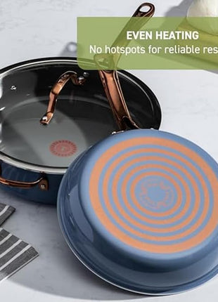 T-Fal Preserve Ceramic Nonstick Frying Pan Skillet 12-inch, Oven Broiler Safe up to 350°F Cookware, InoCeram Glide Technology, Frying Pan, Skillet Pots & Pans, Blue