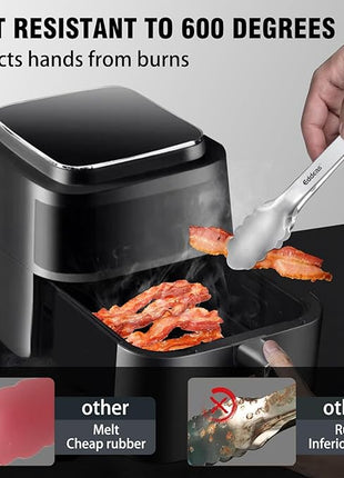 2 Pcs 7 Inch Small Tongs, Heavy Duty Stainless Steel Kitchen Tongs, For Cooking, Food, Buffet, Salad, Fruits, Bread, Dishwasher Safe