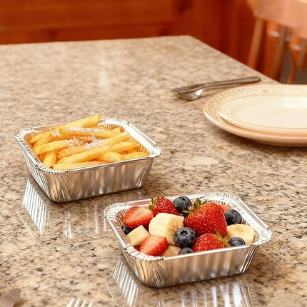1 Lb Small Aluminum Pans with Lids(40 Pack - 5"×4") Tin Foil Pans Disposable Cookware- Cardboard Lids, for Cooking Baking Party Meal,Takeout Trays - To Go Disposable Food Container