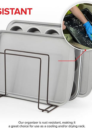 Stock Your Home Bronze (2 Pack) Steel Baking Pan Organizer Rack for Cabinet or Counter, Holder for Kitchen Cutting Boards, Pot Lids, or Cookie Sheets - Rust Proof Wire, Drying Storage