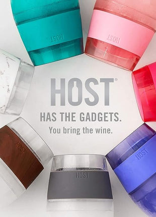 Host Cooling Wine Freeze Cup with Lid, Set of 2 Plastic Double Wall Insulated Wine Tumbler Drink Cups with Freezing Gel for Red and White Wine, Coral