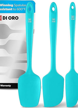 DI ORO Silicone Spatula Set - Rubber Kitchen Spatulas for Baking, Cooking, & Mixing - 600°F Heat-Resistant & BPA Free Silicone Scraper Spatulas for Nonstick Cookware - Dishwasher Safe (4pc, Teal)