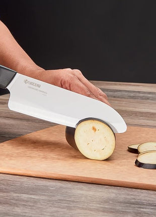 Kyocera Advanced Ceramics – Revolution Series 3-Piece Ceramic Knife Set: Includes 6-inch Chef's Knife; 5-inch Micro Serrated Knife; and 3-inch Paring Knife; Black Handles with White Blades