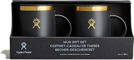 Hydro Flask Coffee Mug Gift Set - Insulated Stainless Steel, Non-Spill, Leak Proof Travel Mugs 12 Oz Black Tie Set
