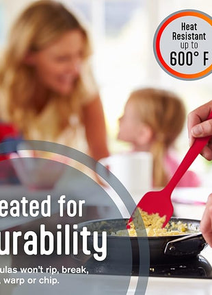 Kaluns Silicone Spatula Set 4 Pcs Rubber Spatulas Silicone Heat Resistant 600°F, Spatulas for Nonstick Cookware, Seamless Design with Stainless Steel Core, Dishwasher Safe, Bonus Tongs Included