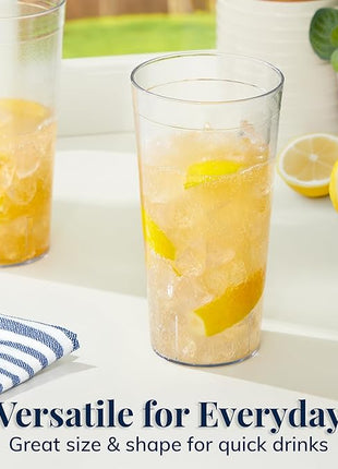 US Acrylic Café Plastic Reusable Tumblers (Set of 12) 32-ounce Iced-Tea Cups Clear | Value Set of Restaurant Style Drinking Glasses, Stackable, BPA-free, Made in the USA | Top-rack Dishwasher Safe