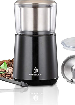 DR MILLS DM-7451 Electric Coffee Grinder, Coffee Bean Grinder Electric Dried Spice, Nut, Herb Grinder, Detachable Cup, Dishwashable, SUS304 Stainless Steel