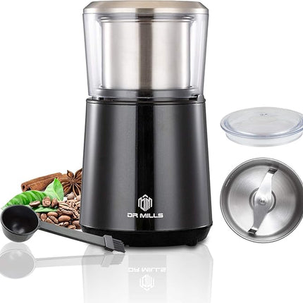 DR MILLS DM-7451 Electric Coffee Grinder, Coffee Bean Grinder Electric Dried Spice, Nut, Herb Grinder, Detachable Cup, Dishwashable, SUS304 Stainless Steel