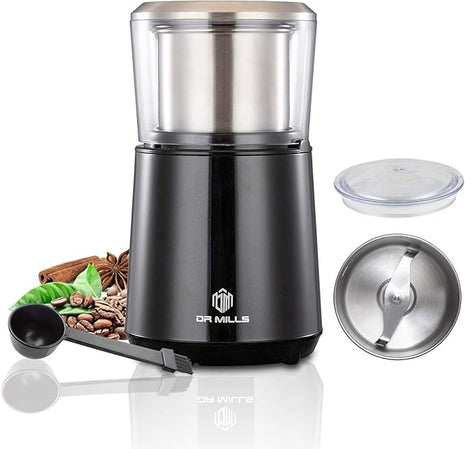 DR MILLS DM-7451 Electric Coffee Grinder, Coffee Bean Grinder Electric Dried Spice, Nut, Herb Grinder, Detachable Cup, Dishwashable, SUS304 Stainless Steel