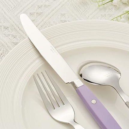 ANNOVA Silverware Set, Retro/Rivet Colorful Stainless Steel Tableware Kitchen Flatware Set Utensils, Includes Dinner Knives, Forks, Spoons, Salad Forks & Dessert Spoons (Lilac, 20 Pieces)
