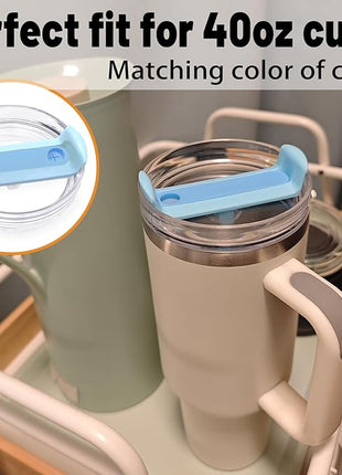 40 OZ Tumbler Lid Replacement Fit for Stanley Cup, 2 Pack Clear Replacement Lids Fit for Stanley Travel Tumbler, Spill Proof Tumbler Covers for Stanley Cup Accessories (Clear - Azure)