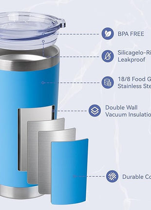 HASLE OUTFITTERS 20oz Stainless Steel Tumblers Bulk, Insulated Travel Cup with Lid, Double Wall Vacuum Coffee Mug for Cold & Hot Drinks 1 Pack, Royal Blue