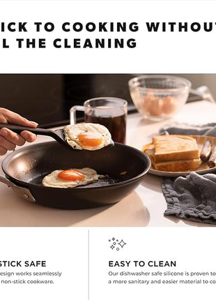 DI ORO Silicone Turner Spatula Set - Kitchen Spatulas for Nonstick Cookware - Cooking Utensils for Flipping Eggs & Pancakes - 600°F Heat-Resistant BPA Free Turners - Dishwasher Safe (4pc, Black)