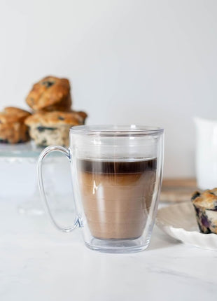 Tervis Clear & Colorful Tabletop Made in USA Double Walled Insulated Tumbler Travel Cup Keeps Drinks Cold & Hot, 16oz Mug, Red