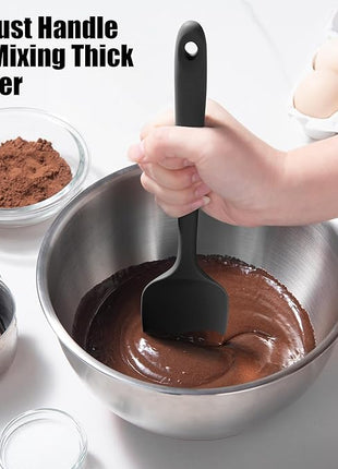 Heat Resistant Silicone Spoon Spatula, Doosu 600°F High Temp Flexible Cooking Spoons Kitchen Rubber Spoonula Scratch-Proof for Mixing Stirring Scraping Serving Non-Stick Cookware (11.4in, Black)