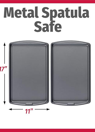 GoodCook Everday Nonstick Carbon Steel 17 x 11-Inch Baking Sheet Set, 2 Pack – Medium Sized Carbon Steel Cooking Pans, Bakeware Set, Cookie Sheets for Baking, Oven Pan Set