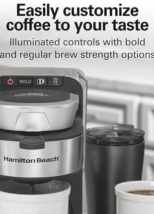 Hamilton Beach The Scoop Single Serve Coffee Maker & Fast Grounds Brewer for 8-14oz. Cups, Brews in Minutes, 40oz. Removable Reservoir, Stainless Steel (49987),Silver