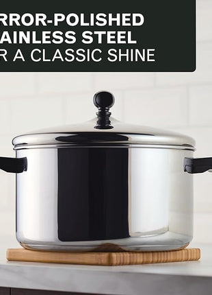 Farberware Classic Series Stainless Steel Pots and Pans with Baking Sheet Pan, Cooking Tools, and Lids, Induction Ready, Dishwasher Safe, 10 Piece Cookware Set, Metal Utensil Safe - Stainless Steel