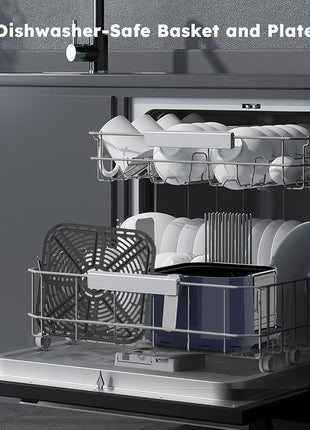 Nuwave Brio Plus 8 Qt Air Fryer, PFAS Free, New & Improved, Digital Touch Screen, Cool White Display, 50°F~400°F in Precise 5°, 5 Cook Functions, 100 Presets & 50 Memory, 3 Wattages 700, 1500, 1800