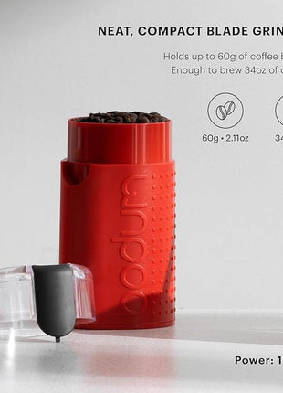 Bodum Bistro Electric Blade Coffee Grinder, Red