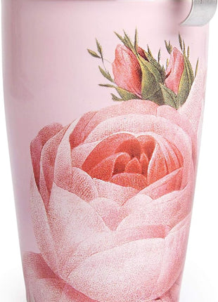 Tea Forte Double-Walled Ceramic Kati Cup, Removable Stainless Steel Infuser Basket and Lid, Steeps 12 oz Loose Leaf Tea, Dishwasher & Microwave Safe, Jardin