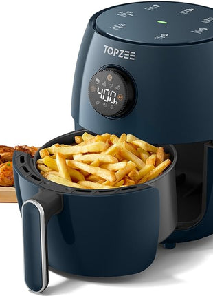 Small Compact Air Fryer, 2.1QT, 4-in-1 Small Mini Airfryer, Bake, Roast, Reheat, 98% Less Oil, Adjustable Temperature Control w/ 60min Timer, Quiet, Nonstick & Dishwasher Safe, BPA-Free, Dark Blue