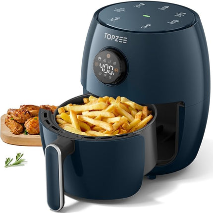 Small Compact Air Fryer, 2.1QT, 4-in-1 Small Mini Airfryer, Bake, Roast, Reheat, 98% Less Oil, Adjustable Temperature Control w/ 60min Timer, Quiet, Nonstick & Dishwasher Safe, BPA-Free, Dark Blue