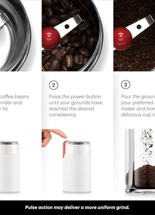 Bodum Bistro Electric Blade Coffee Grinder, White