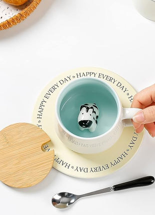 BigNoseDeer Zebra Mug Cute Mugs with 3D Zebra Inside Ceramic Coffee Mug Tea Cup with Spoon and Lid Cool Stuff Birthday Mother's Day Cute Gifts for Women Kids 12oz（Zebra）