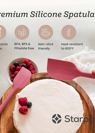 Starpack 'Scrape & Stir' Silicone Spatula Set (2 Pcs) - Heat Resistant Spatulas Set 600°F - Food Grade Kitchen Spatulas - LFGB Grade Nonstick Baking and Cooking Rubber Spatula Set